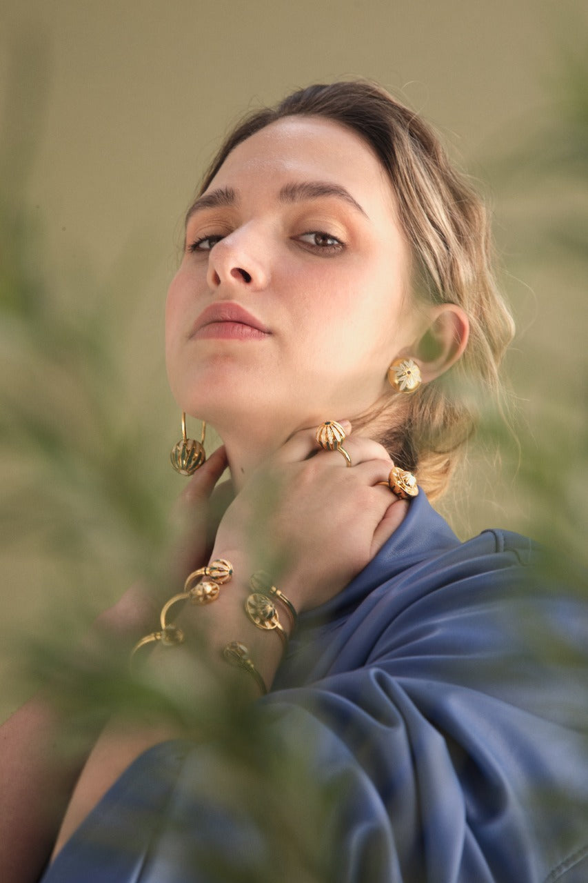 Flower Button Rosemary Yerbatero Earrings